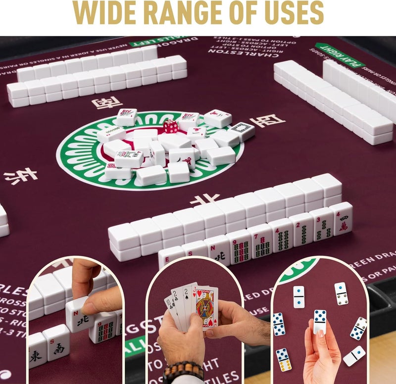 SiDreea Mahjong Mat, 32.4×32.4 Inch Noise Reduction Anti-Slip Mahjong Mat for Table, Mahjong Table Mat for Poker, Card, Board Games Table Mat, Tile Games, Dominoes - Image 3